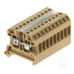 Jedno- oraz wielobiegunowe listwy zaciskowe, złącze śrubowe, beżowy / żółty, 2.5 mm2, 24 A, 800 V, liczba przyłączeń: 2, liczba poziomów: 1, SAK 2.5/10/35