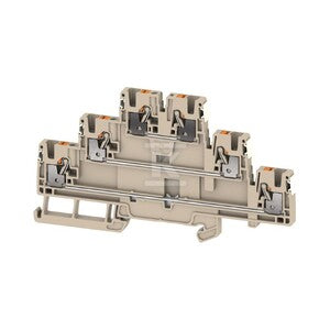 Zacisk modułowy wielorzędowy, PUSH IN, Ciemnobeżowy, 2.5 mm2, 800 V, liczba przyłączeń: 6, liczba poziomów: 3, TS 35, V-0, A3T 2.5 DL