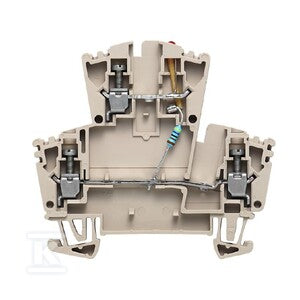 Blok zaciskowy, złącze śrubowe, Ciemnobeżowy, 2.5 mm2, 24 V, 24 V, liczba przyłączeń: 3, liczba poziomów: 2, TS 35, WDK 2.5 LD RT 24VDC -+