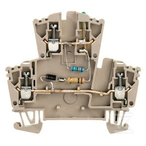 Blok zaciskowy, złącze śrubowe, Ciemnobeżowy, 2.5 mm2, 230 V, 230 V, liczba przyłączeń: 3, liczba poziomów: 2, TS 35, WDK 2.5 LD/GN 1D 2R 230