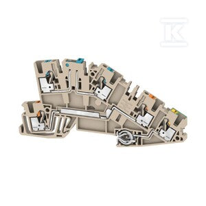 Wielopoziomowy blok zaciskowy, PUSH IN, Ciemnobeżowy, 2.5 mm2, 24 A, 250 V, liczba przyłączeń: 5, liczba poziomów: 3, AITB 2.5 NDT-L-PE