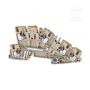 Wielopoziomowy blok zaciskowy, PUSH IN, Ciemnobeżowy, 2.5 mm2, 24 A, 250 V, liczba przyłączeń: 5, liczba poziomów: 3, AITB 2.5 LDT-L-PE