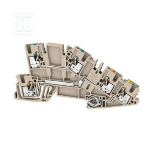 Wielopoziomowy blok zaciskowy, PUSH IN, Ciemnobeżowy, 2.5 mm2, 24 A, 250 V, liczba przyłączeń: 5, liczba poziomów: 3, AITB 2.5 N-L-PE