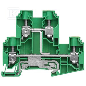 Złączka szeregowa PE wielorzędowa, złącze śrubowe, zielony / żółty, 10 mm2, 800 V, liczba przyłączeń: 4, liczba poziomów: 2, TS 35, V-0, Wemid, WDK 10 PE