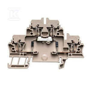 Blok zaciskowy, złącze sprężynowe, Ciemnobeżowy, 2.5 mm2, 500 V, 500 V, liczba przyłączeń: 4, liczba poziomów: 2, TS 35, ZDK 2.5/D/4