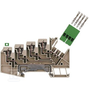 Złączka szeregowa PE wielorzędowa, złącze sprężynowe, Ciemnobeżowy, 1.5 mm2, liczba przyłączeń: 8, liczba poziomów: 4, TS 35, V-0, Wemid, ZRV 1.5/PE-CHIRON
