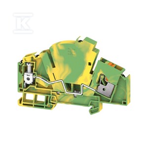 Zacisk PE, Przyłącze hybrydowe, zielony / żółty, 6 mm2, 500 V, liczba przyłączeń: 2, liczba poziomów: 1, TS 35, V-0, Wemid, HTTB 6 PE DL