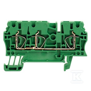 Blok zacisku przelotowego, złącze sprężynowe, zielony, 2.5 mm2, 24 A, 800 V, liczba przyłączeń: 3, ZDU 2.5/3AN GN