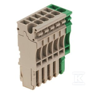 Wtyczka (terminal), złącze wtykowe, 2.5 mm2, 24 A, 500 V, liczba przyłączeń: 6, Liczba biegunów: 6, Szerokość: 30.6 mm, ZP 2.5/1AN/6 GN/BE