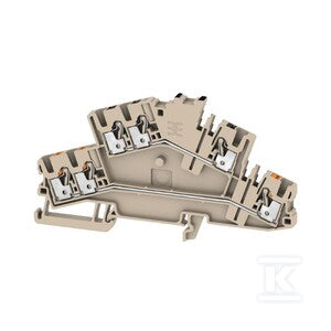 Zacisk modułowy wielorzędowy, PUSH IN, Ciemnobeżowy, 2.5 mm2, 800 V, liczba przyłączeń: 6, liczba poziomów: 2, TS 35, V-0, A2T 2.5 3C FT BK-FT