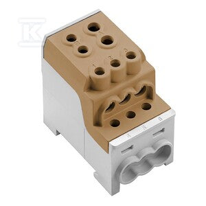 Zacisk rozdziału potencjału, złącze śrubowe, brązowy, 70 mm2, 200 A, 1000 V, liczba przyłączeń: 8, liczba poziomów: 1, WPD 110 1X70+1X35/6X16 BN