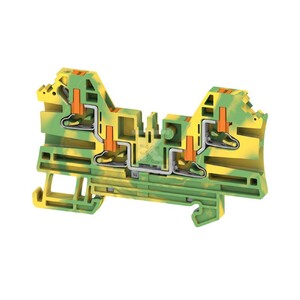 Zacisk PE, PUSH IN, zielony / żółty, 2.5 mm2, 800 V, liczba przyłączeń: 4, liczba poziomów: 1, TS 35, V-0, Wemid, AL4C 2.5 PE