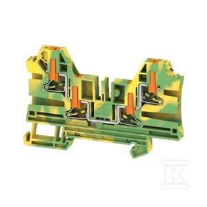 Zacisk PE, PUSH IN, zielony / żółty, 4 mm2, 1000 V, liczba przyłączeń: 4, liczba poziomów: 1, TS 35, V-0, Wemid, AL4C 4 PE