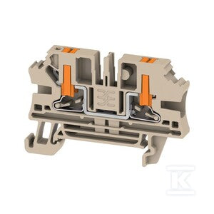 Blok zacisku przelotowego, PUSH IN, Ciemnobeżowy, 4 mm2, 32 A, 1000 V, liczba przyłączeń: 2, AL2C 4