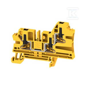 Blok zacisku przelotowego, PUSH IN, czarny/żółty, 4 mm2, 32 A, 1000 V, liczba przyłączeń: 3, AL3C 4 FE
