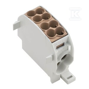 Zacisk rozdziału potencjału, złącze śrubowe, brązowy, 25 mm2, 152 A, 1000 V, liczba przyłączeń: 4, liczba poziomów: 1, WPD 101 2X25/2X16 BN
