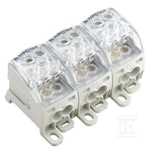 Zacisk rozdziału potencjału, złącze śrubowe, Jasnoszary, 25 mm2, 164 A, 1000 V, liczba przyłączeń: 18, liczba poziomów: 1, WPD 304 3X25/6X16+9X10 3XGY