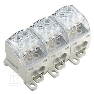 Zacisk rozdziału potencjału, złącze śrubowe, Jasnoszary, 35 mm2, 214 A, 1000 V, liczba przyłączeń: 18, liczba poziomów: 1, WPD 305 3X35/6X25+9X16 3XGY