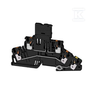 Zacisk bezpiecznika, PUSH IN, czarny, 4 mm2, 6.3 A, 150 V, liczba przyłączeń: 5, liczba poziomów: 3, TS 35, A2T 4 FS-FT-PE 60-150V BK