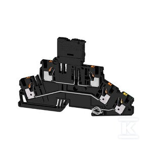 Zacisk bezpiecznika, PUSH IN, czarny, 4 mm2, 6.3 A, 250 V, liczba przyłączeń: 5, liczba poziomów: 3, TS 35, A2T 4 FS-FT-PE 100-250V BK