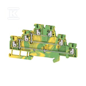 Złączka szeregowa PE wielorzędowa, PUSH IN, zielony / żółty, 1.5 mm2, 500 V, liczba przyłączeń: 6, liczba poziomów: 3, TS 35, V-0, Wemid, A3T 1.5 PE