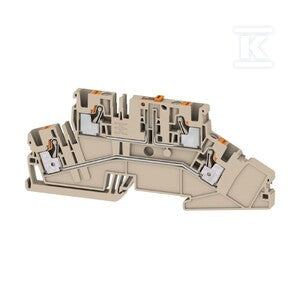 Bloki odczepów probierczych, PUSH IN, Ciemnobeżowy, 4 mm2, 20 A, 250 V, liczba przyłączeń: 4, liczba poziomów: 2, A2T 4 DT-FT
