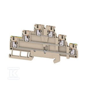 Zacisk modułowy wielorzędowy, PUSH IN, Ciemnobeżowy, 1.5 mm2, 500 V, liczba przyłączeń: 6, liczba poziomów: 3, TS 35, V-0, A3T 1.5 FT-FT-PE DL