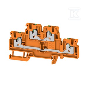 Zacisk modułowy wielorzędowy, SNAP IN, pomarańczowy, 2.5 mm2, 800 V, liczba przyłączeń: 4, liczba poziomów: 2, TS 35, V-0, S2T 2.5 OR