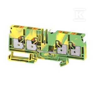 Zacisk PE, PUSH IN, zielony / żółty, 6 mm2, 800 V, liczba przyłączeń: 4, liczba poziomów: 1, TS 35, V-0, Wemid, A4C 6 PE DL