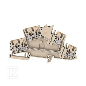 Zacisk modułowy wielorzędowy, PUSH IN, Ciemnobeżowy, 2.5 mm2, 800 V, liczba przyłączeń: 6, liczba poziomów: 2, TS 35, V-0, A2T 2.5 3C DL