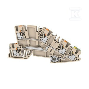 Wielopoziomowy blok zaciskowy, PUSH IN, Ciemnobeżowy, 2.5 mm2, 24 A, 250 V, liczba przyłączeń: 5, liczba poziomów: 3, AITB 2.5 L-L-PE DL