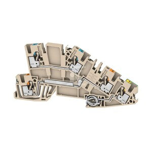 Wielopoziomowy blok zaciskowy, PUSH IN, Ciemnobeżowy, 2.5 mm2, 24 A, 250 V, liczba przyłączeń: 5, liczba poziomów: 3, AITB 2.5 N-L-PE DL
