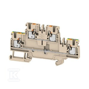 Zacisk modułowy wielorzędowy, PUSH IN, Ciemnobeżowy, 2.5 mm2, 800 V, liczba przyłączeń: 4, liczba poziomów: 2, TS 35, V-0, A2T 2.5 FT-PE