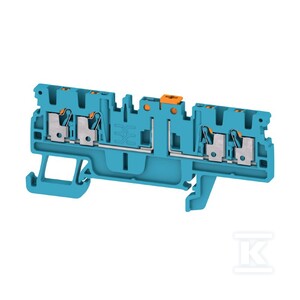 Bloki odczepów probierczych, PUSH IN, niebieski, 1.5 mm2, 10 A, 400 V, liczba przyłączeń: 4, liczba poziomów: 1, ADT 1.5 4C BL