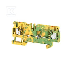 Zacisk PE, PUSH IN, zielony / żółty, 2.5 mm2, 800 V, liczba przyłączeń: 2, liczba poziomów: 1, TS 35, V-0, Wemid, A2C 2.5 PE/DT/FS