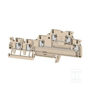 Złączka inicjatora/elementu wykonawczego, PUSH IN, Ciemnobeżowy, 1.5 mm2, 13.5 A, 250 V, liczba przyłączeń: 6, liczba poziomów: 3, TS 35, AIO23 1.5 2SI