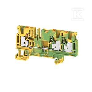 Zacisk PE, PUSH IN, zielony / żółty, 4 mm2, 800 V, liczba przyłączeń: 3, liczba poziomów: 1, TS 35, V-0, Wemid, A3C 4 PE