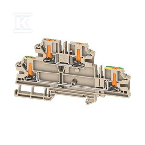 Zacisk modułowy wielorzędowy, PUSH IN, Ciemnobeżowy, 4 mm2, 1000 V, liczba przyłączeń: 4, liczba poziomów: 2, TS 35, V-0, AL2T 4 FT-PE