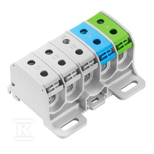 Zacisk rozdziału potencjału, złącze śrubowe, Jasnoszary, 50 mm2, 150 A, 1000 V, liczba przyłączeń: 10, liczba poziomów: 1, WPD 530 5X50/5X50 3XGY/1XBL/1XGN