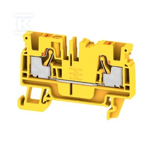 Blok zacisku przelotowego, PUSH IN, żółty, 4 mm2, 32 A, 800 V, liczba przyłączeń: 2, A2C 4 YL