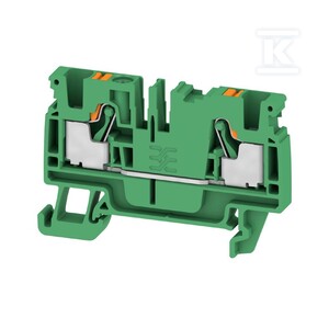 Blok zacisku przelotowego, PUSH IN, zielony, 4 mm2, 32 A, 800 V, liczba przyłączeń: 2, A2C 4 GN