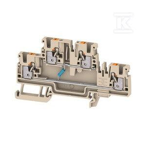 Blok zaciskowy, PUSH IN, Ciemnobeżowy, 2.5 mm2, 30 V, 30 V, liczba przyłączeń: 4, liczba poziomów: 2, TS 35, A2T 2.5 EM1 R 1K8