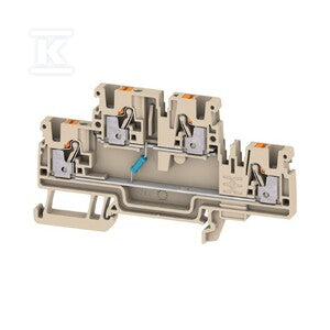 Blok zaciskowy, PUSH IN, Ciemnobeżowy, 2.5 mm2, 36 V, 36 V, liczba przyłączeń: 4, liczba poziomów: 2, TS 35, A2T 2.5 EM1 R 2K7
