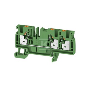 Blok zacisku przelotowego, PUSH IN, zielony, 4 mm2, 32 A, 800 V, liczba przyłączeń: 3, A3C 4 GN
