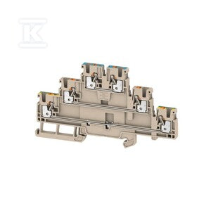 Zacisk modułowy wielorzędowy, PUSH IN, Ciemnobeżowy, 2.5 mm2, 800 V, liczba przyłączeń: 6, liczba poziomów: 3, TS 35, V-0, A3T 2.5 N-FT-PE
