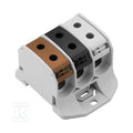 Zacisk rozdziału potencjału, złącze śrubowe, Jasnoszary, 50 mm2, 150 A, 1000 V, liczba przyłączeń: 6, liczba poziomów: 1, WPD 330 3X50/3X50 1XBN/1XBK/1XGY