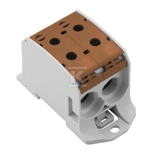 Zacisk rozdziału potencjału, złącze śrubowe, brązowy, 95 mm2, 232 A, 1000 V, liczba przyłączeń: 4, liczba poziomów: 1, WPD 231 2X95/2X95 BN