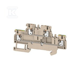 Zacisk modułowy wielorzędowy, PUSH IN, Ciemnobeżowy, 1.5 mm2, 500 V, liczba przyłączeń: 4, liczba poziomów: 2, TS 35, V-0, A2T 1.5 FT-PE