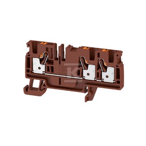 Blok zacisku przelotowego, PUSH IN, brązowy, 4 mm2, 32 A, 800 V, liczba przyłączeń: 3, A3C 4 BR