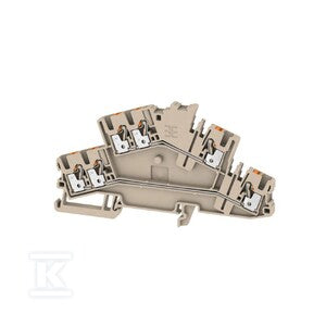 Zacisk modułowy wielorzędowy, PUSH IN, Ciemnobeżowy, 2.5 mm2, 800 V, liczba przyłączeń: 6, liczba poziomów: 2, TS 35, V-0, A2T 2.5 3C